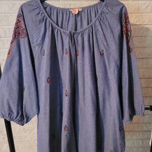 Woman Within blue jean top